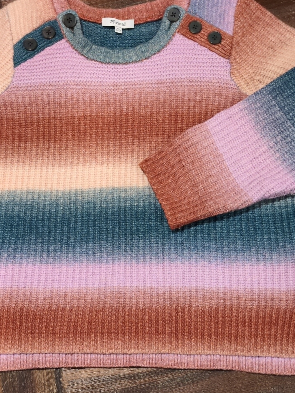 Madewell Striped Crewneck Sweater - Pink & Blue Women's XL